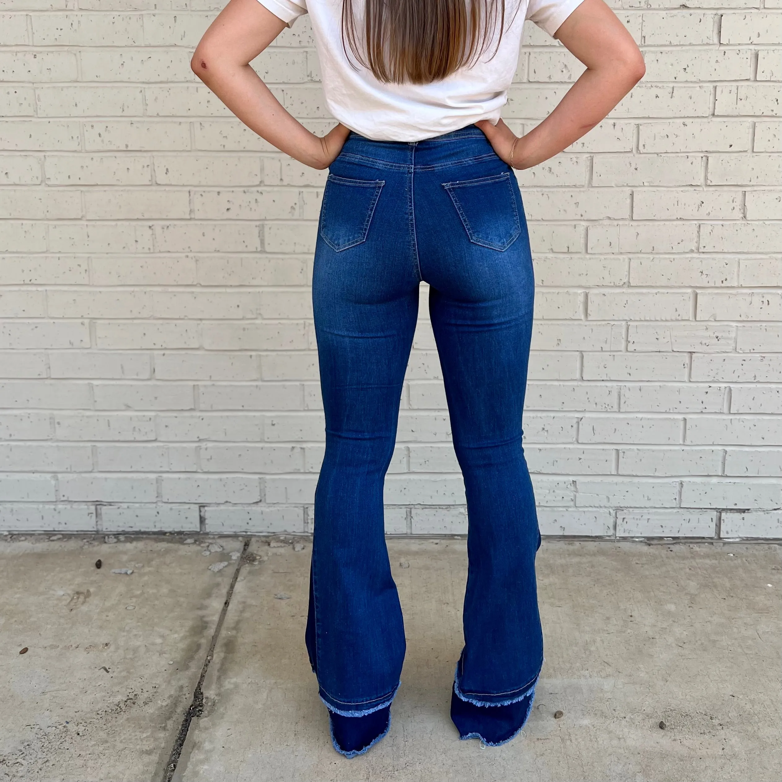 Retro Girl Dark Wash Flares