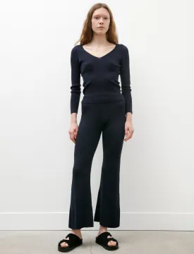 Rib Tight Flare Pants Navy