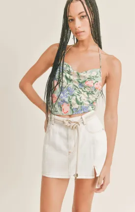 Sage the Label Rosette Tie Back Halter Top