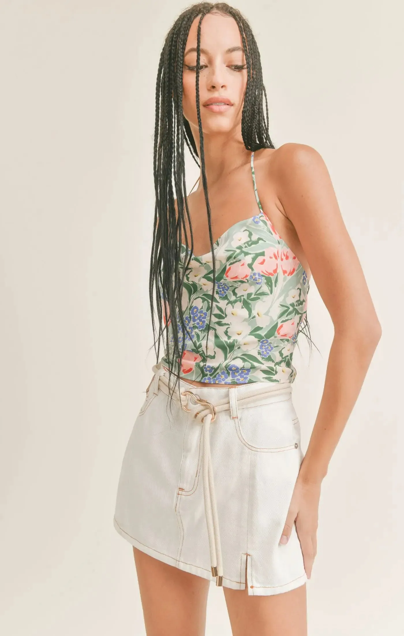 Sage the Label Rosette Tie Back Halter Top