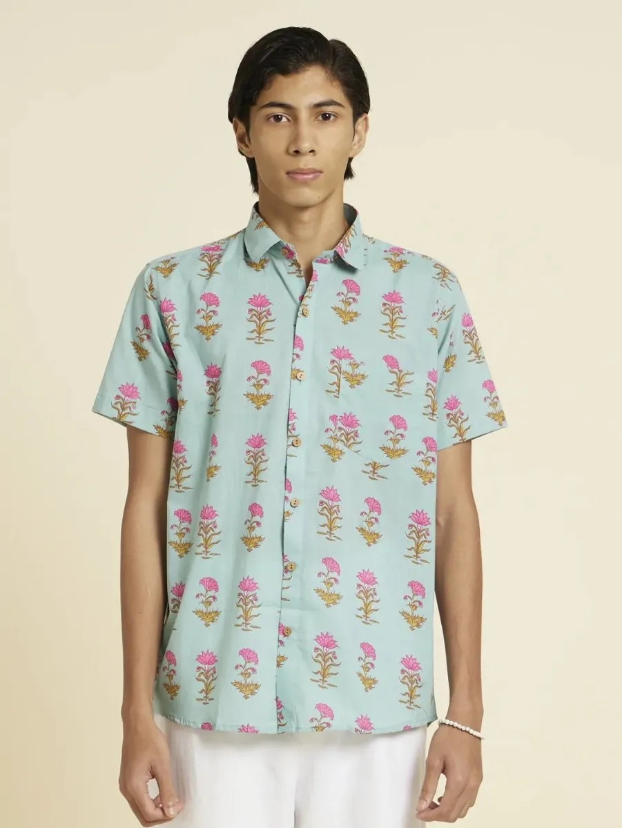 Santorini Pink Lotus Printed Shirt