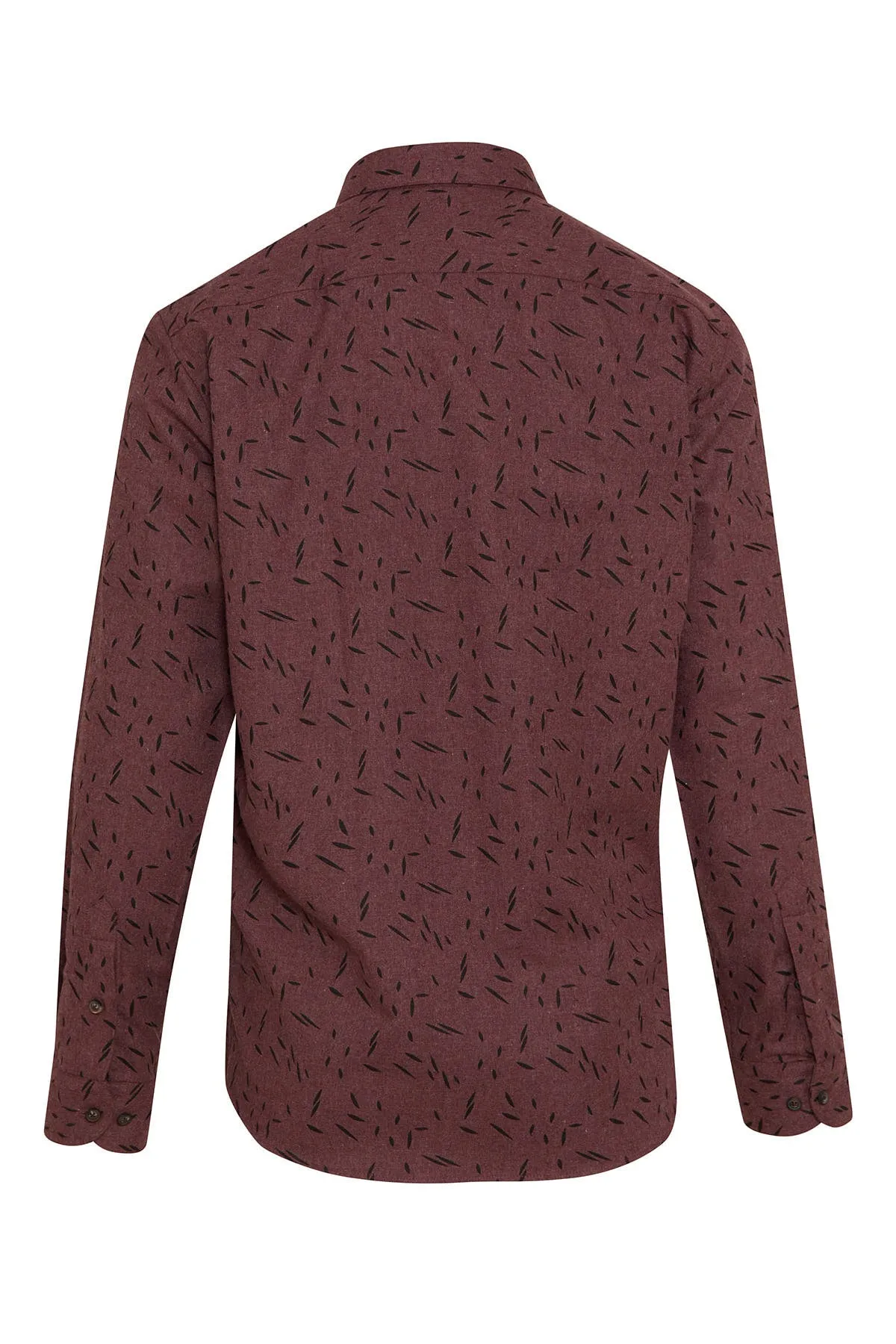 Slim Fit Printed Cotton Blend Burgundy Casual Shirt