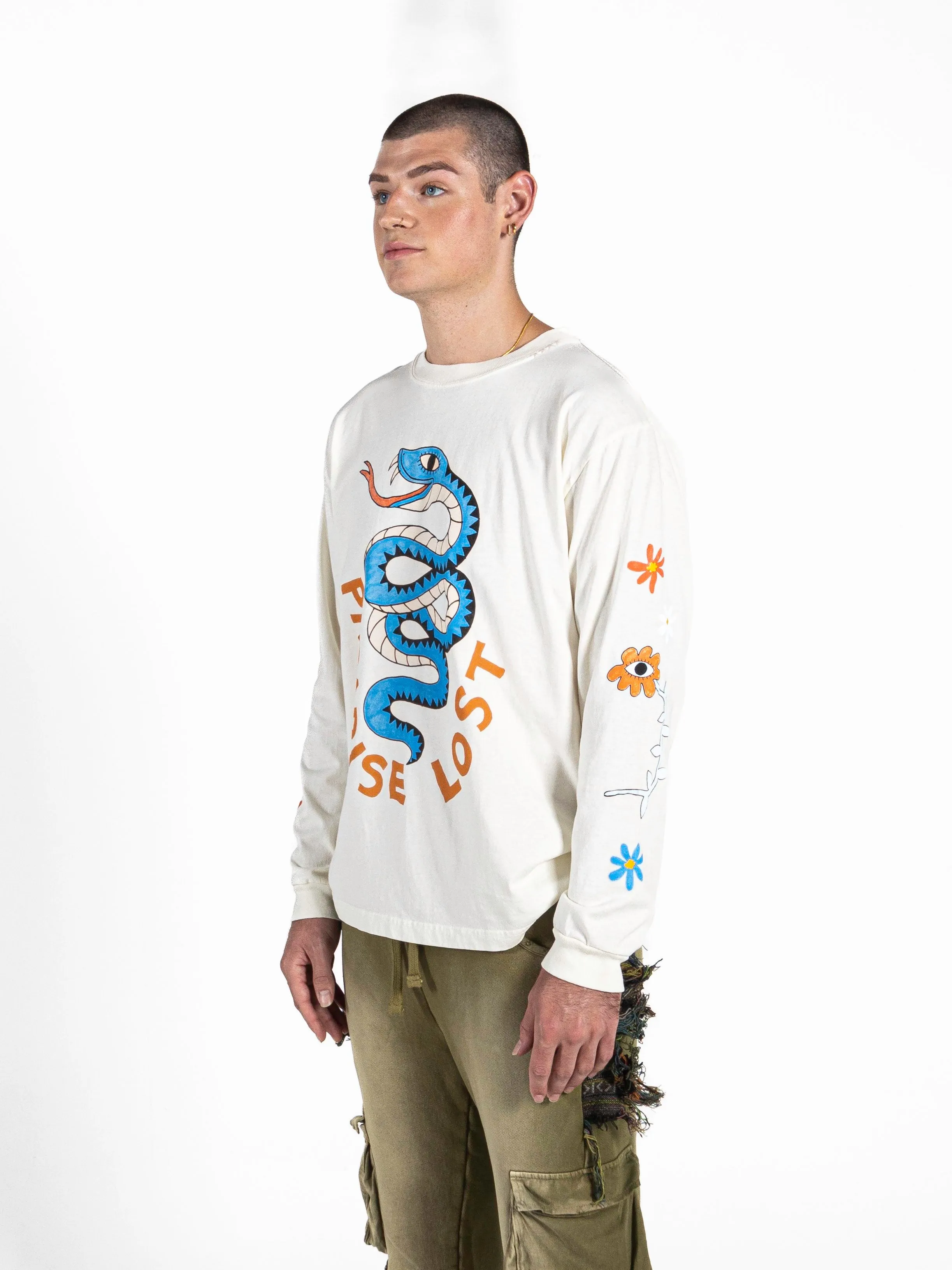 Snake Tour Long Sleeve T-shirt - White Alyssum