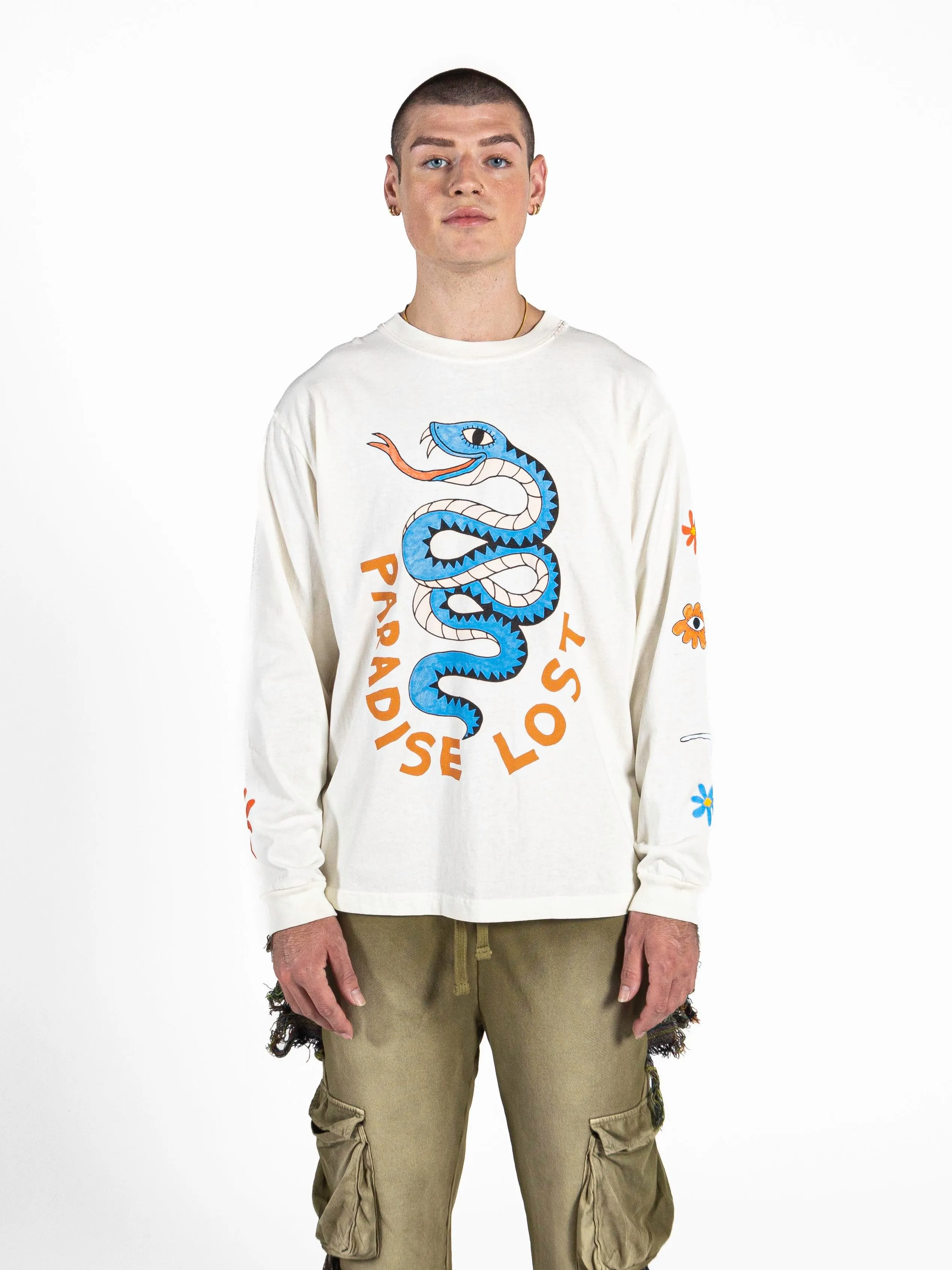 Snake Tour Long Sleeve T-shirt - White Alyssum