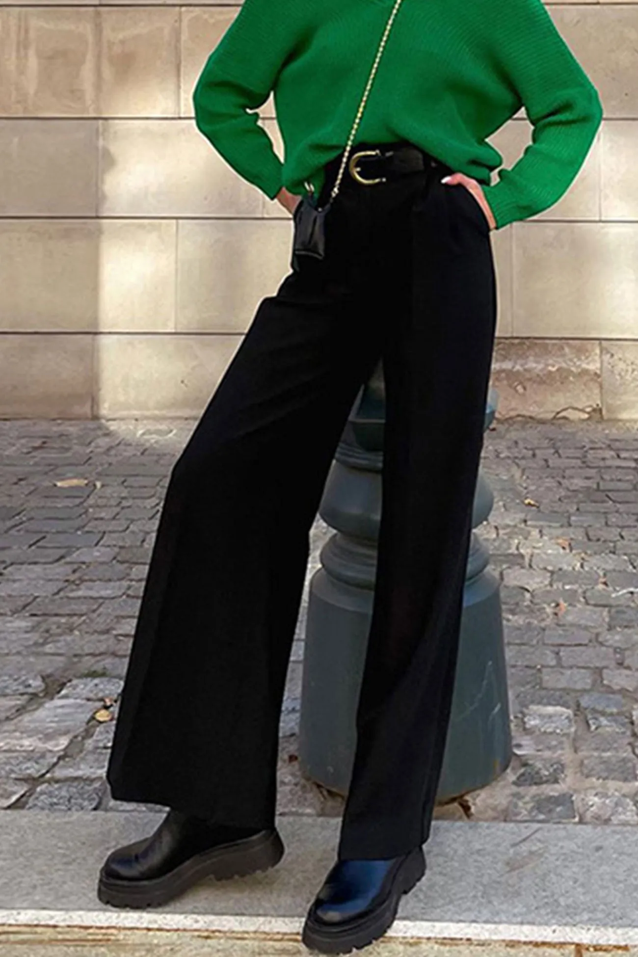 Solid Color High Waist Loose Suit Pants