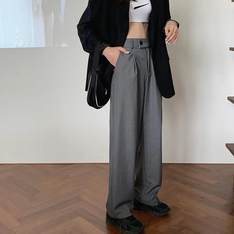 Solid Color Korean Aesthetic Straight Suit Pants