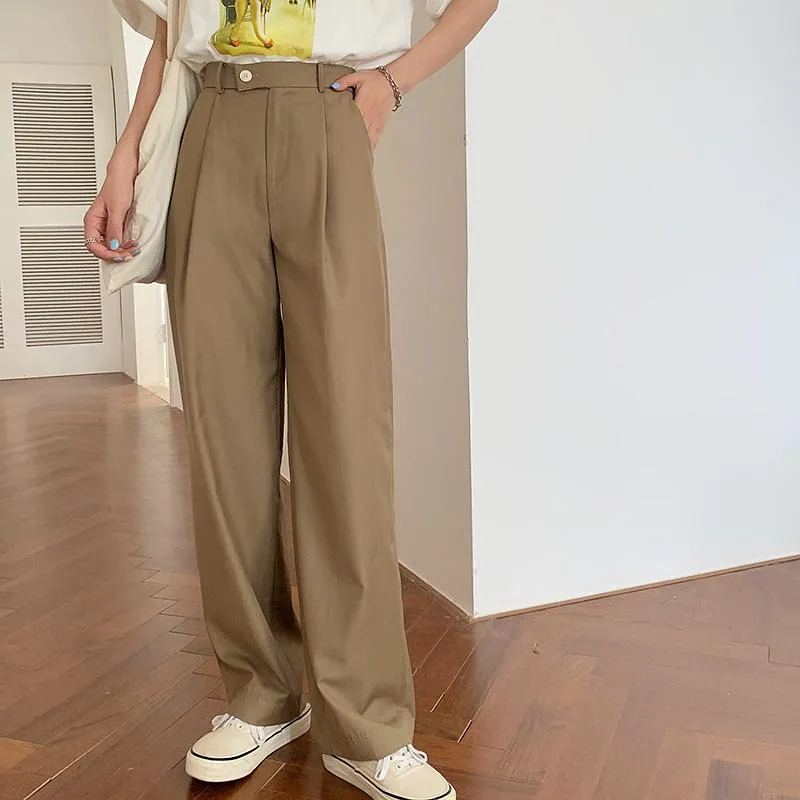 Solid Color Korean Aesthetic Straight Suit Pants