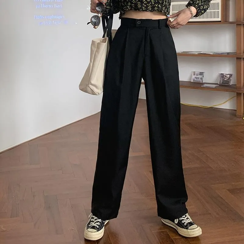 Solid Color Korean Aesthetic Straight Suit Pants