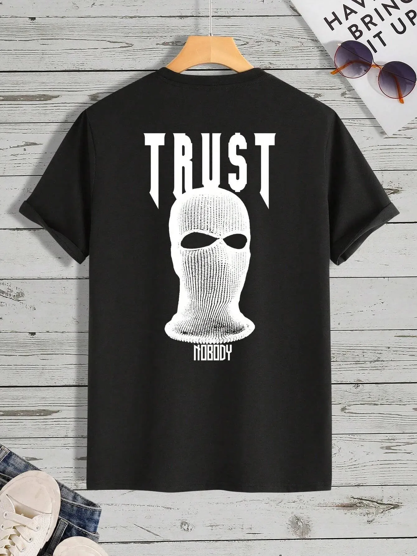 SXV  'TRUST NOBODY’ Printed Cool Aesthetic Oversized Baggy T-shirt