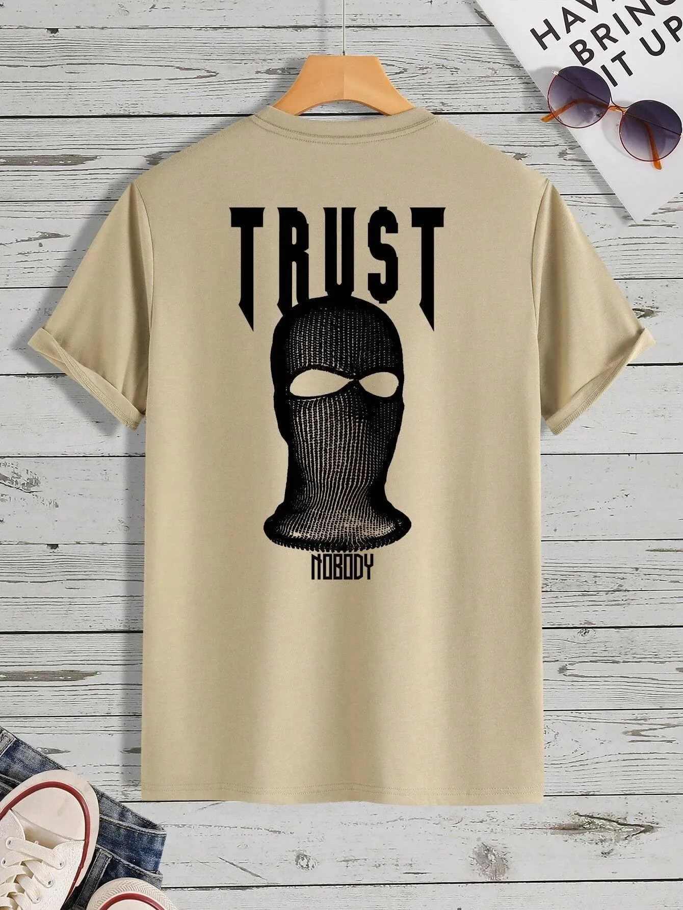 SXV  'TRUST NOBODY’ Printed Cool Aesthetic Oversized Baggy T-shirt