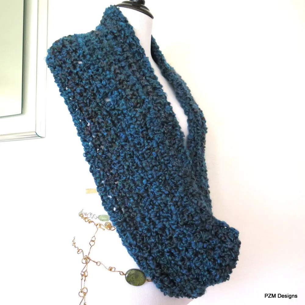 Thick Teal Crochet Infinity Scarf