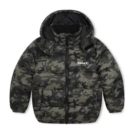 Timberland - Padded green camouflage coat, 4-12yrs