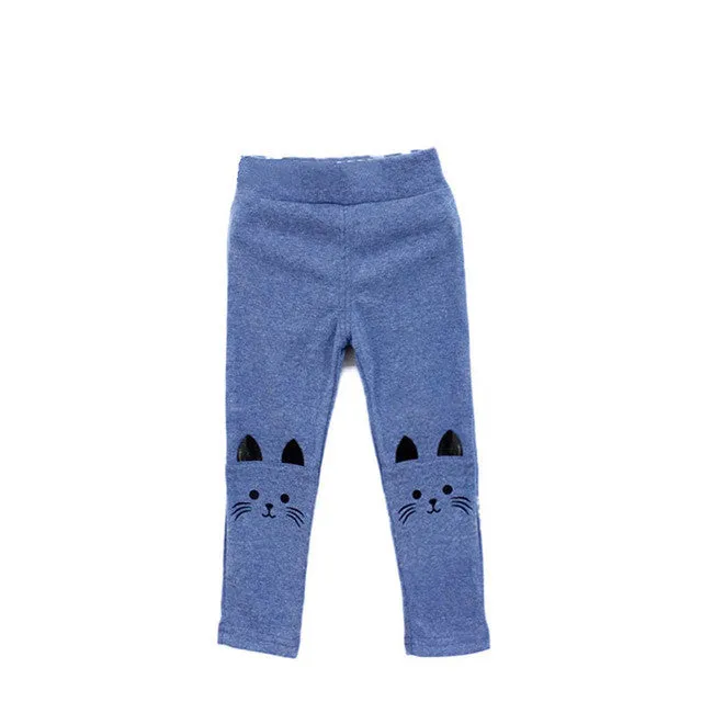 Top Selling 2-7Y Baby Girl Cute Cat Print Pants Kid Warm Stretch Leggings Spring Autumn ChildrenTrousers