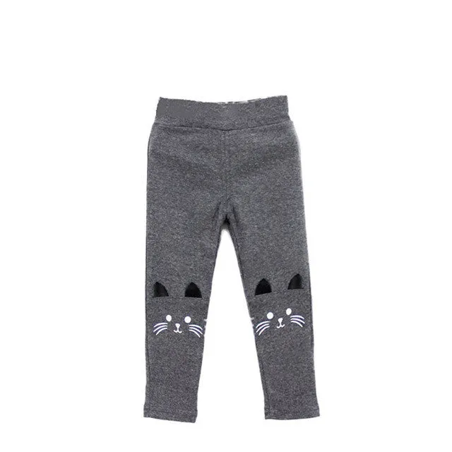 Top Selling 2-7Y Baby Girl Cute Cat Print Pants Kid Warm Stretch Leggings Spring Autumn ChildrenTrousers