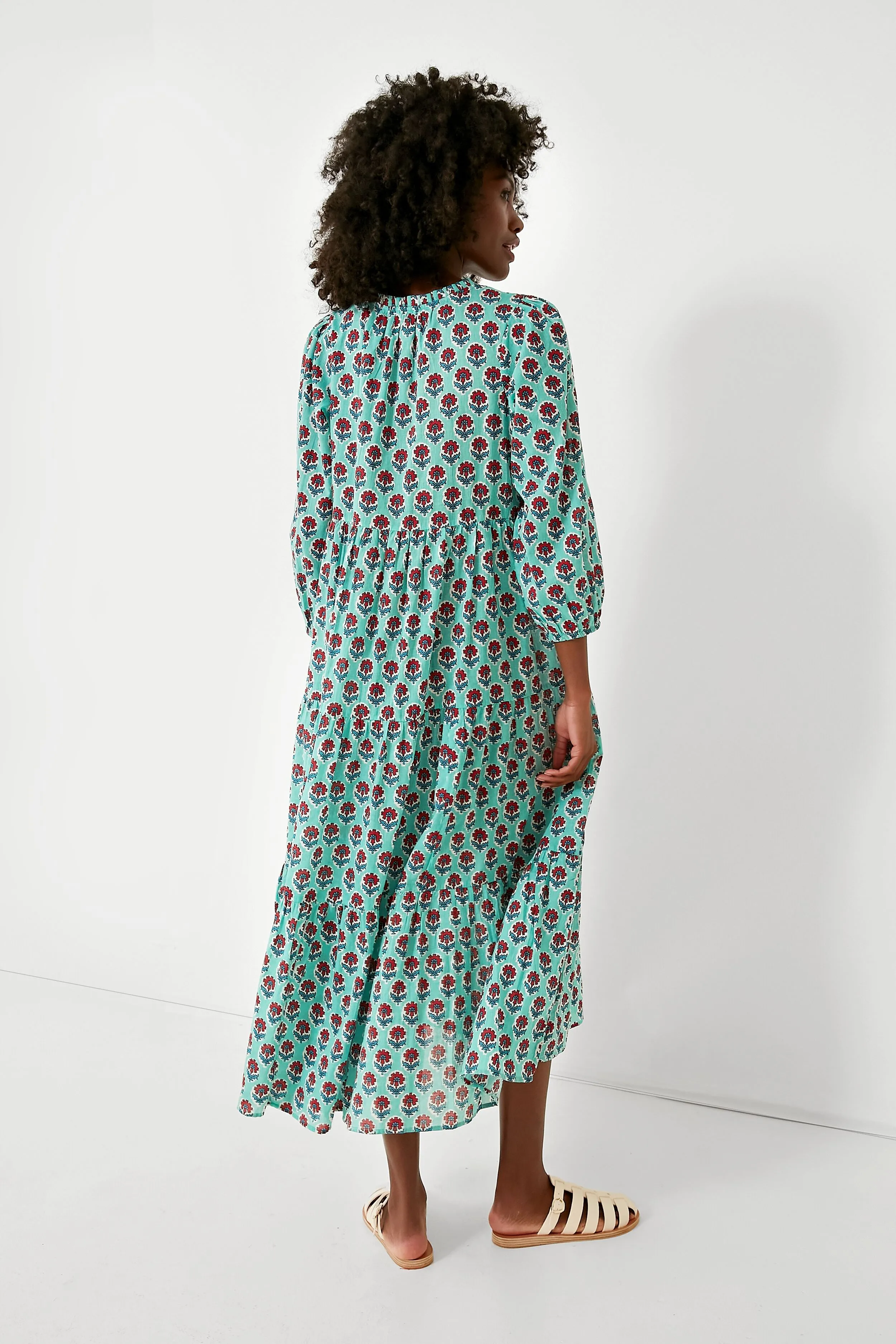 Turquoise Tulip Long Sleeve Salty Paloma Caftan