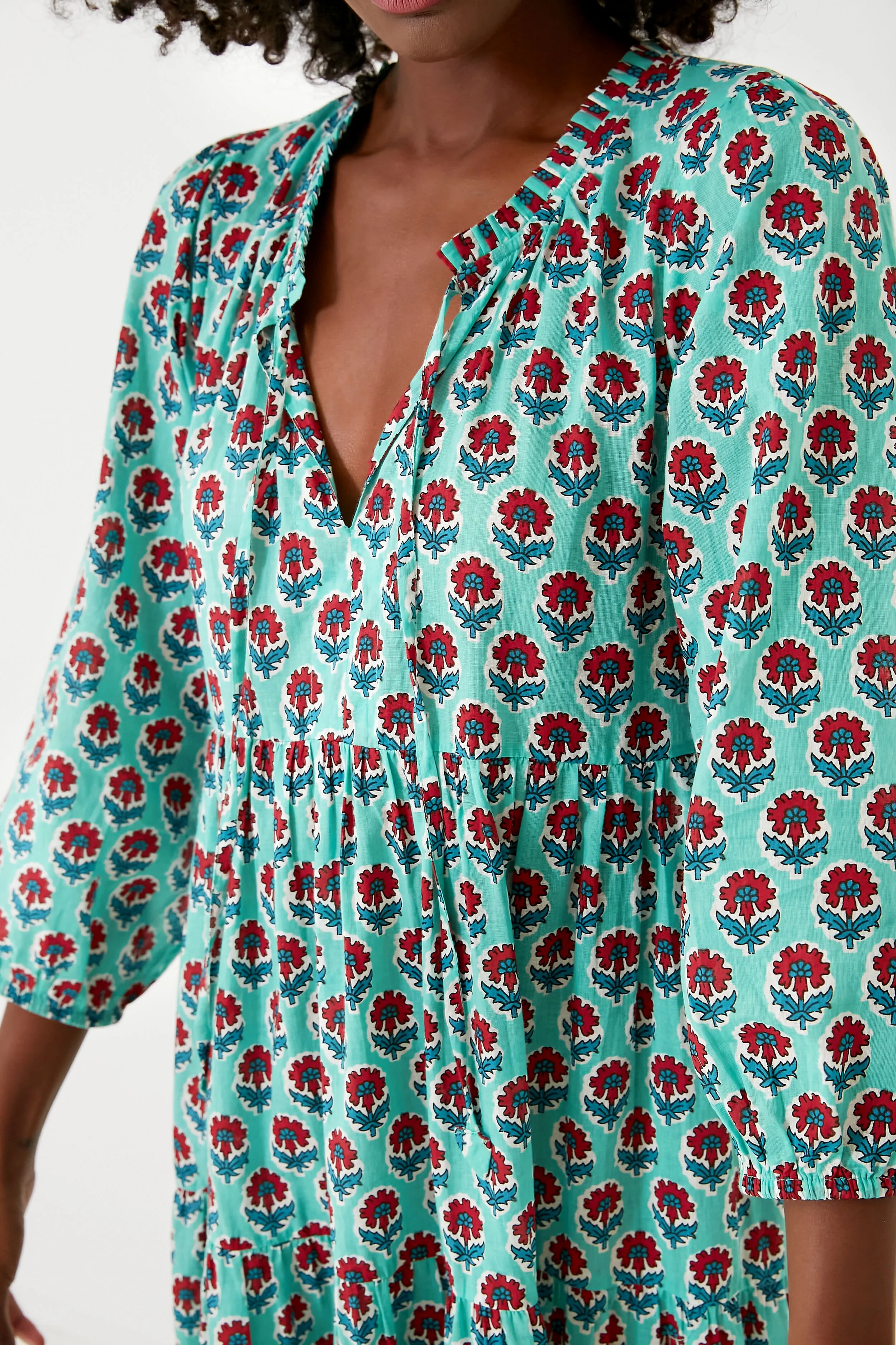 Turquoise Tulip Long Sleeve Salty Paloma Caftan