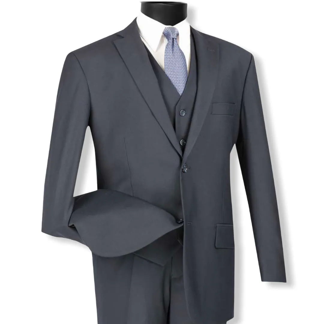 VINCI: 3pc. Solid Vested Suit V2TR