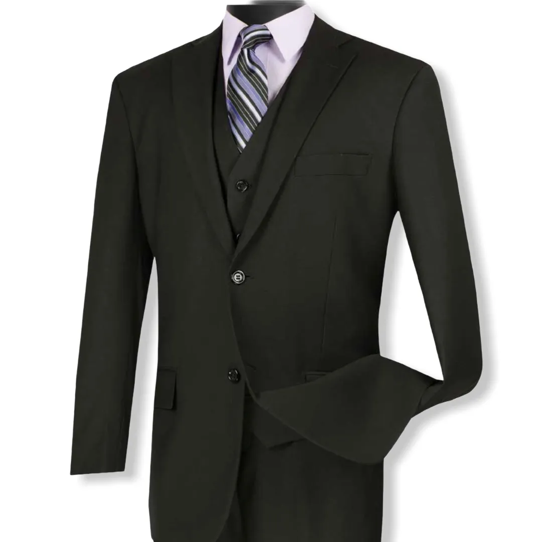 VINCI: 3pc. Solid Vested Suit V2TR