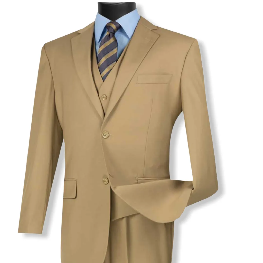 VINCI: 3pc. Solid Vested Suit V2TR