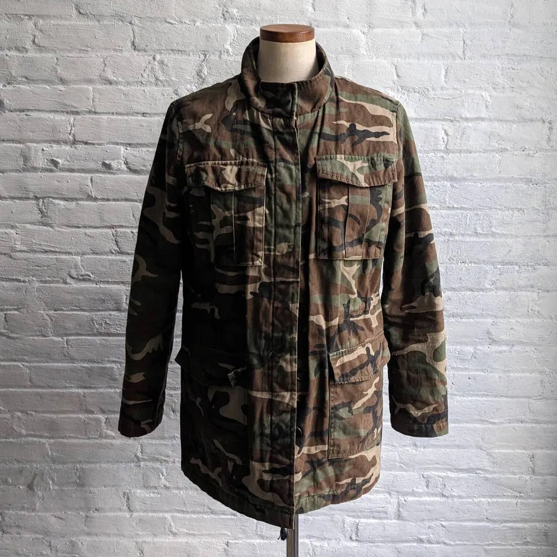 Vintage Army Camo Jacket Camouflage Shacket Military Fatigues Forest Jungle Coat