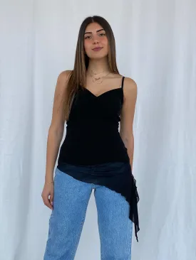 Vintage Asymmetric Black Cami Top Size M