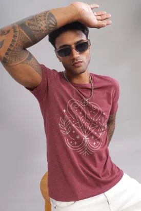 Virgo Vision Maroon Half Sleeve Printed Round Neck T-Shirt