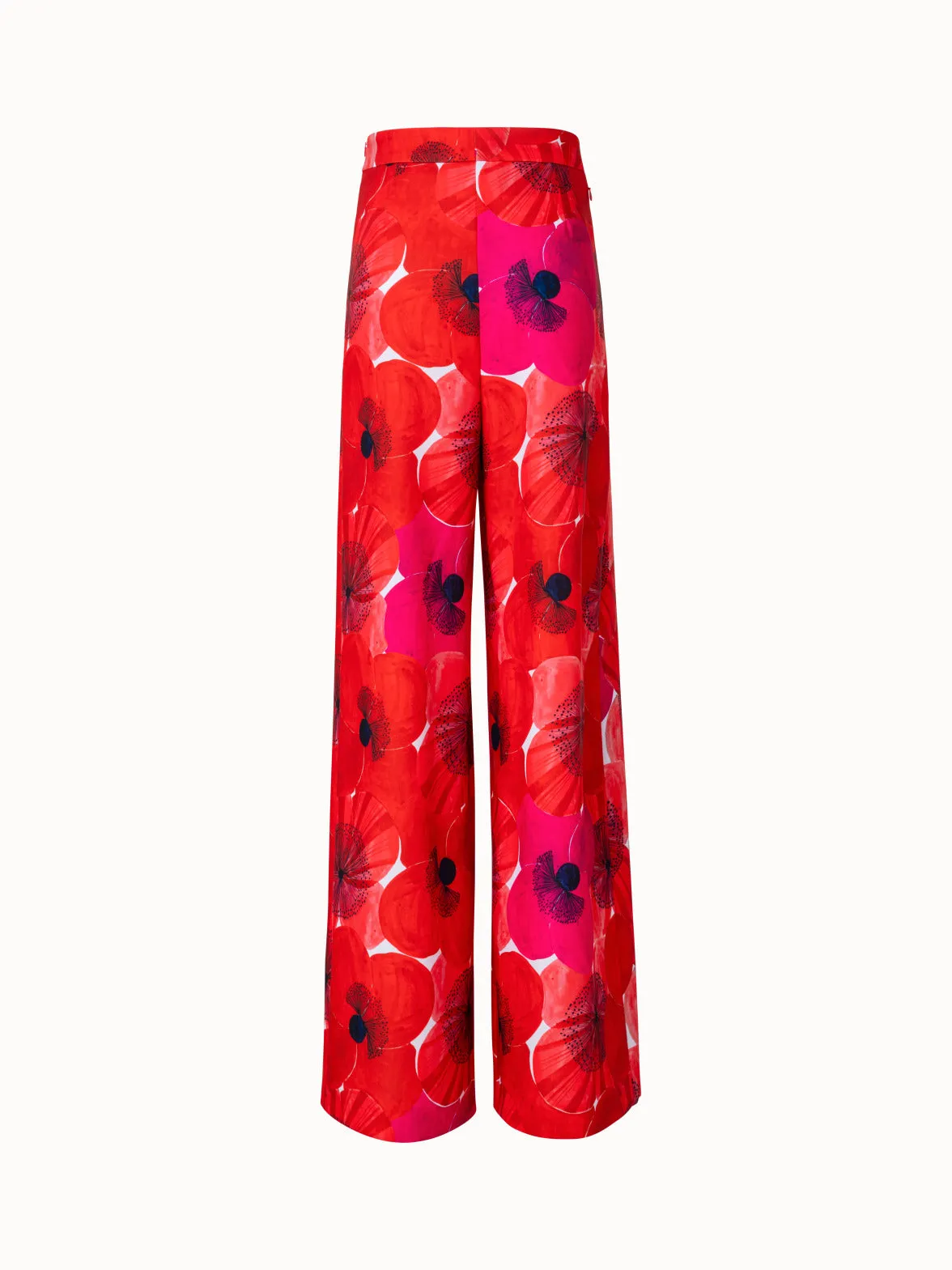 Wide Pleated Pant with Poppy Print