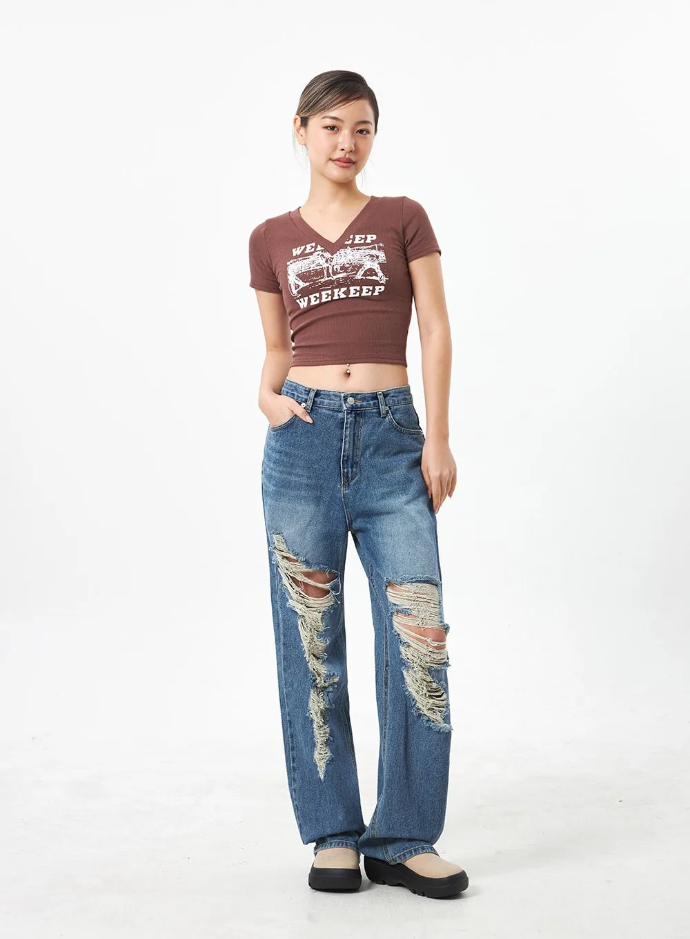 Wide Ripped Jeans CA304