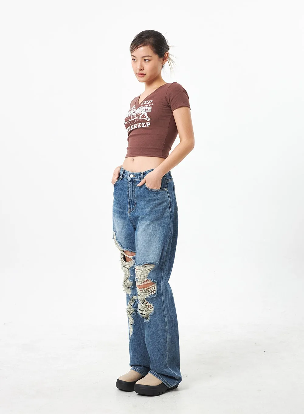 Wide Ripped Jeans CA304