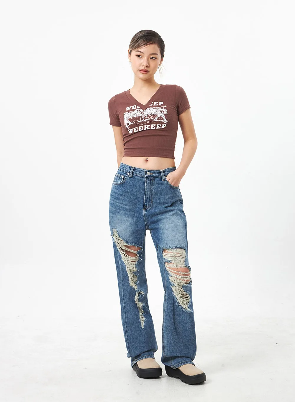 Wide Ripped Jeans CA304