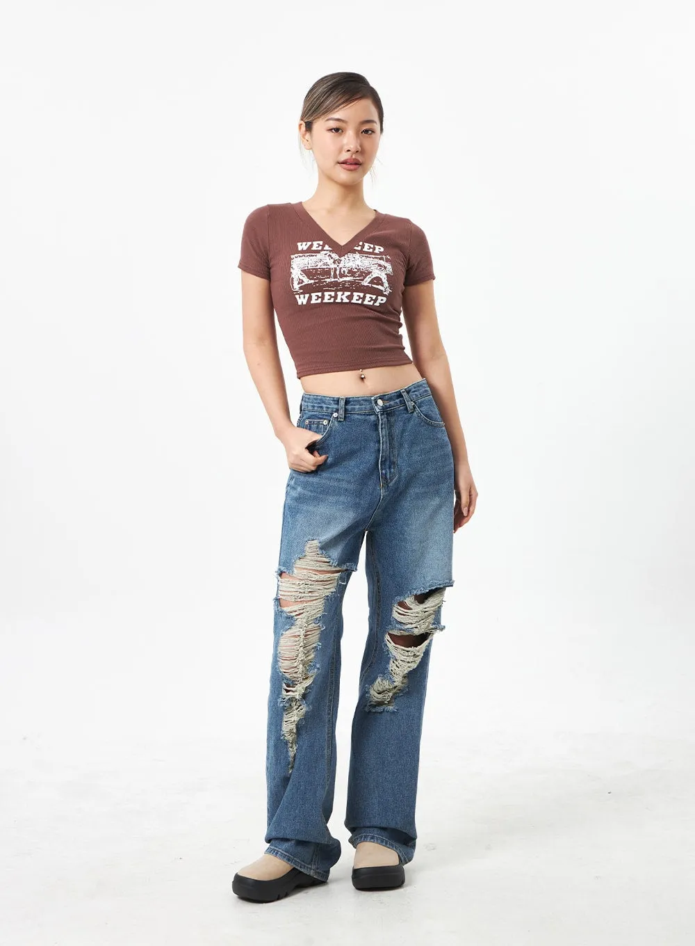 Wide Ripped Jeans CA304