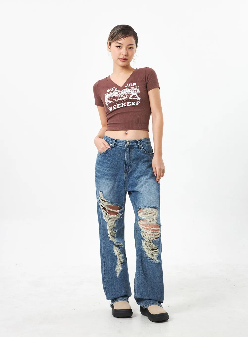 Wide Ripped Jeans CA304