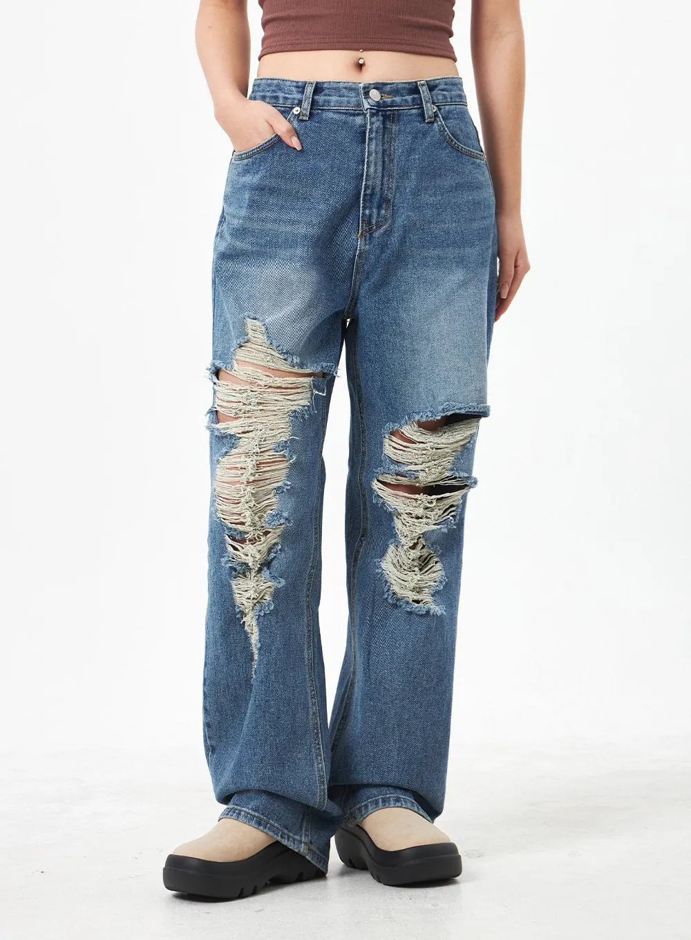 Wide Ripped Jeans CA304