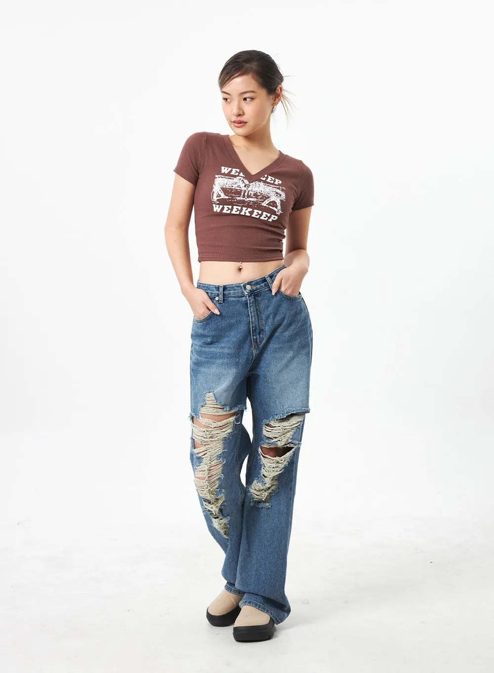 Wide Ripped Jeans CA304