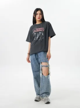 Wide Ripped Knee Jeans BY324