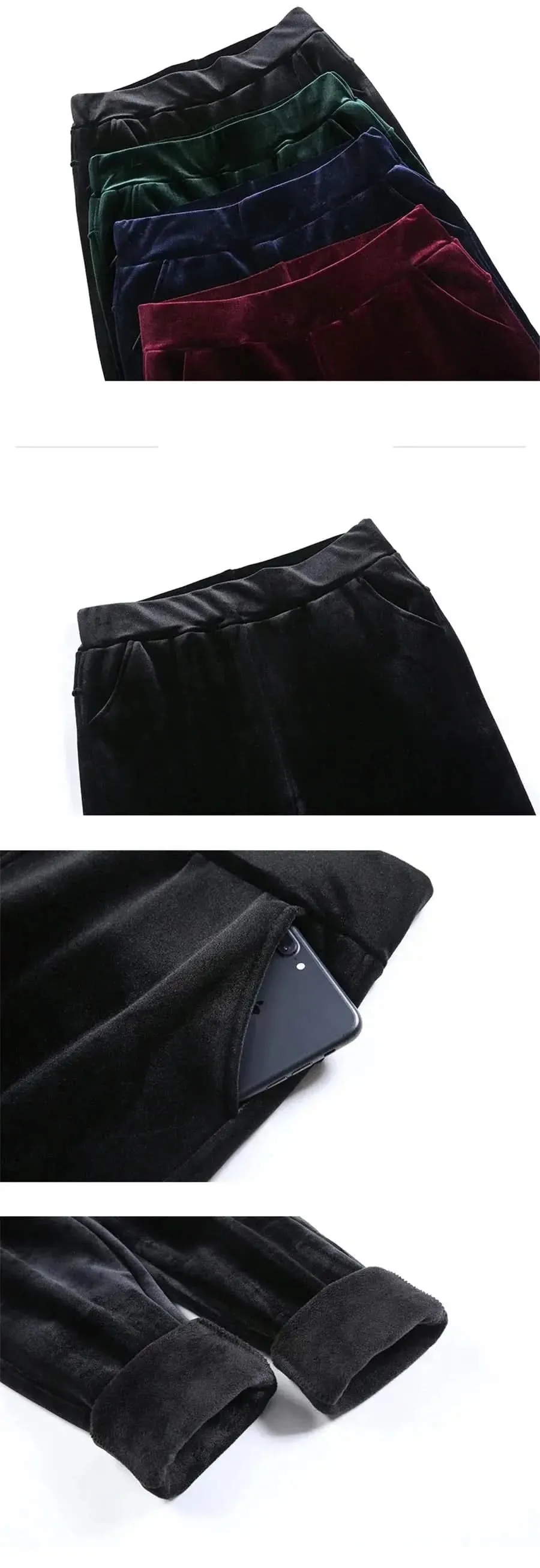 Winter Thicken Velvet Pencil Pants for Women - High Waist Plush Fleece Lined Big Size 5XL Ankle-length Pantalons