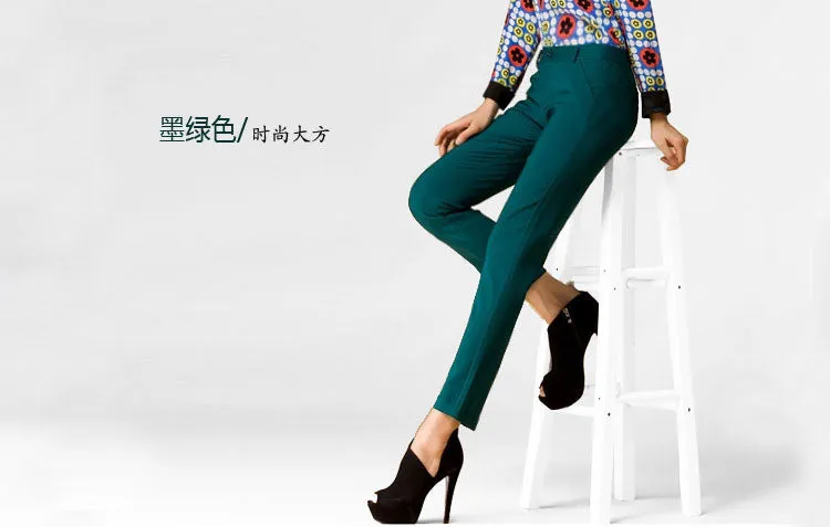 Wjczt NEW women&#39;s casual OL office Pencil Trousers Girls&#39;s cute 12 colour Slim Stretch Pants fashion Candy Office Pencil Trousers