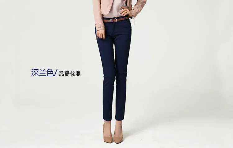 Wjczt NEW women&#39;s casual OL office Pencil Trousers Girls&#39;s cute 12 colour Slim Stretch Pants fashion Candy Office Pencil Trousers