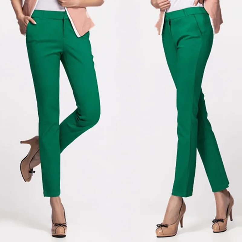 Wjczt NEW women&#39;s casual OL office Pencil Trousers Girls&#39;s cute 12 colour Slim Stretch Pants fashion Candy Office Pencil Trousers