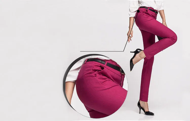 Wjczt NEW women&#39;s casual OL office Pencil Trousers Girls&#39;s cute 12 colour Slim Stretch Pants fashion Candy Office Pencil Trousers