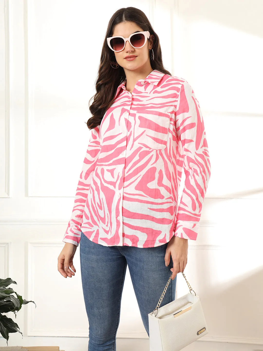 Women Classic Animal Opaque Printed Casual Shirt