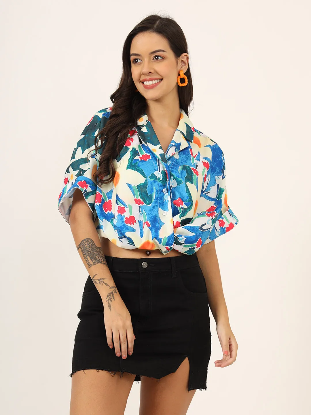 Women Classic Floral Opaque Printed Casual Shirt