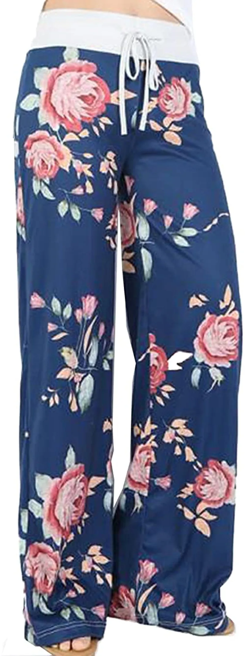 Women's Comfy Stretch Drawstring Palazzo Wide Leg Lounge Pant