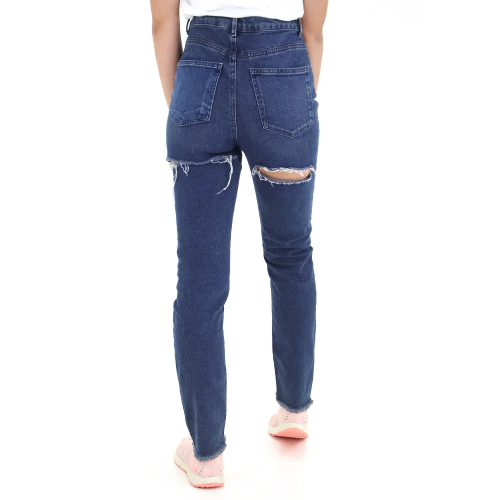 Women's Ripped Back Jeans,Navy