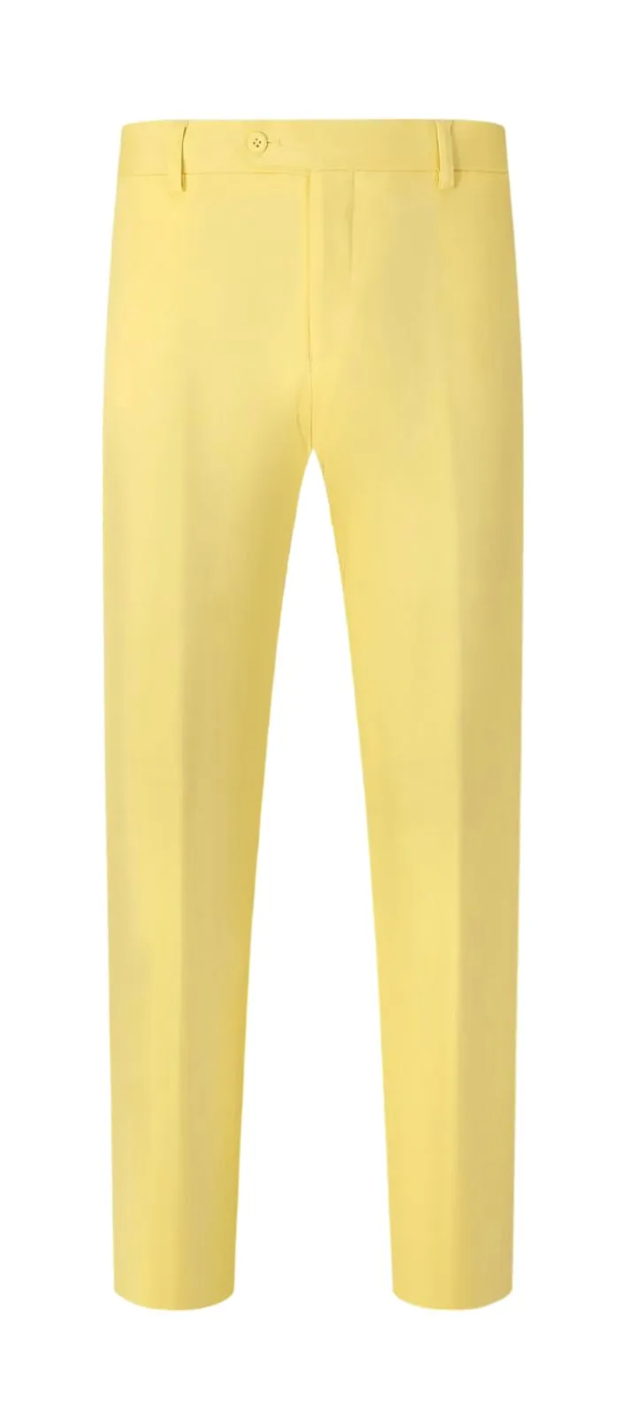 Yellow men's slim fit suit one button notch lapel flat front pants stretch fabric